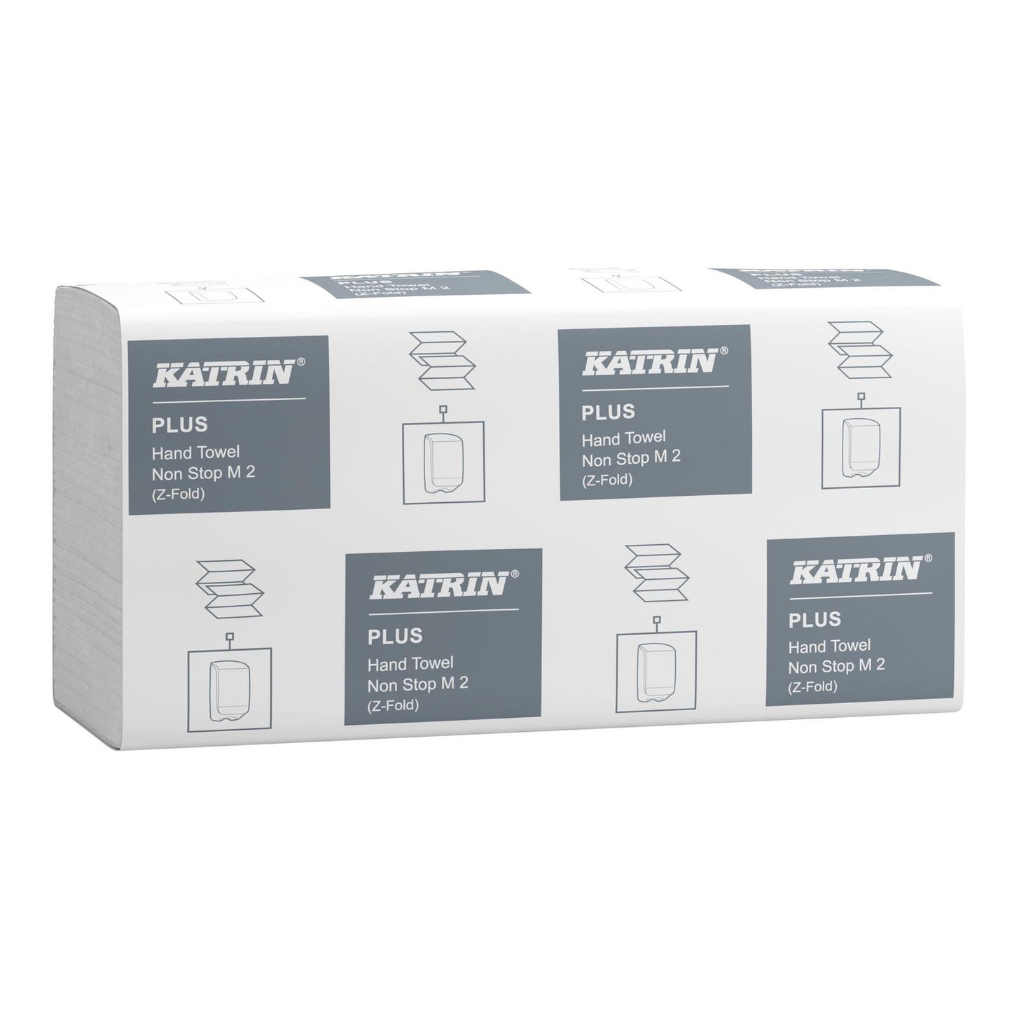Håndklædeark Katrin Plus Non-Stop Z-Fold 2-lags L24xB20.3xD8cm Nyfiber Hvid,15 pk x 160 ark x 1 stk/sæk