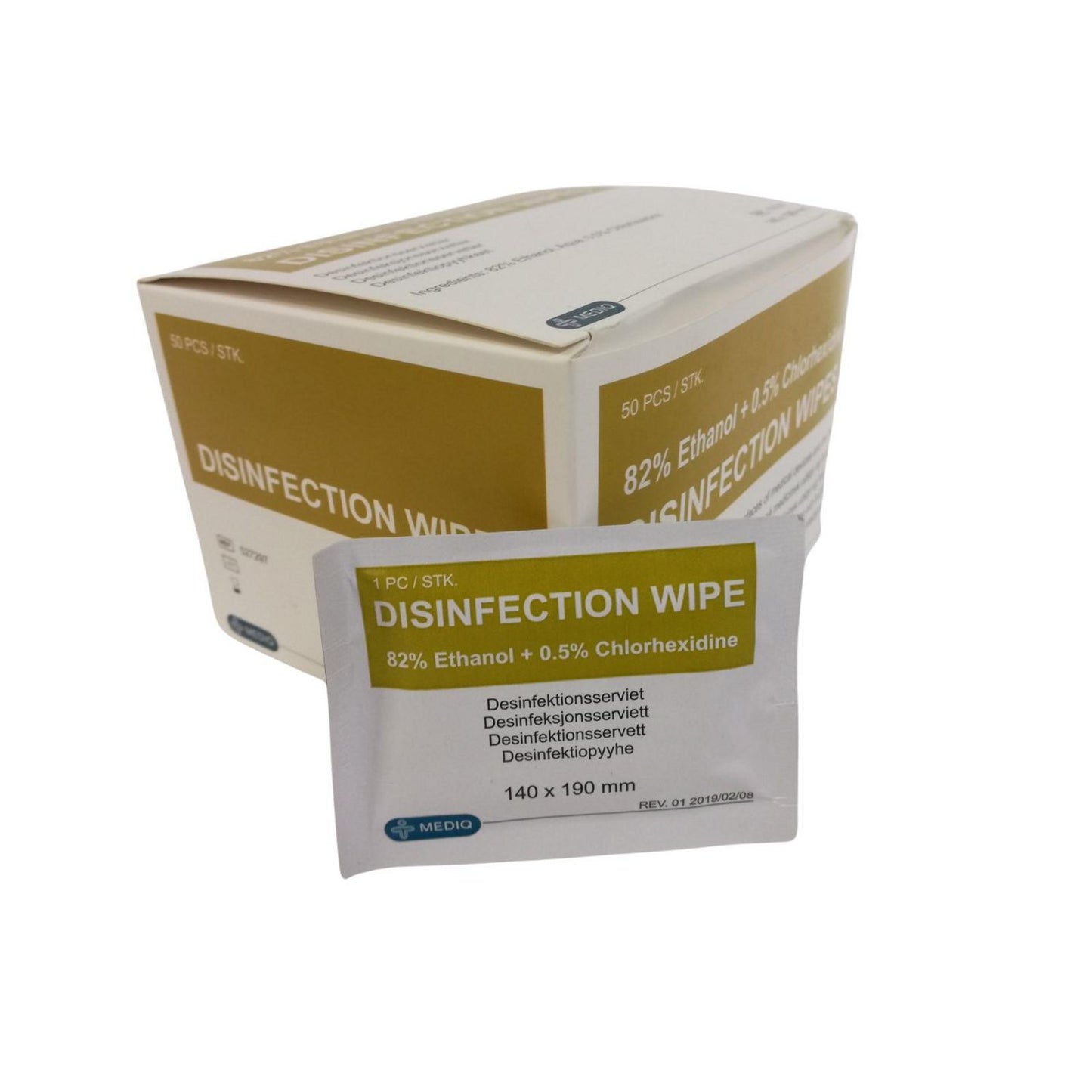 Hånddesinfektion Serviet Mediq Desinfection Wipe 82% ethanol u/Parfume Enkeltpak,50 stk/bk