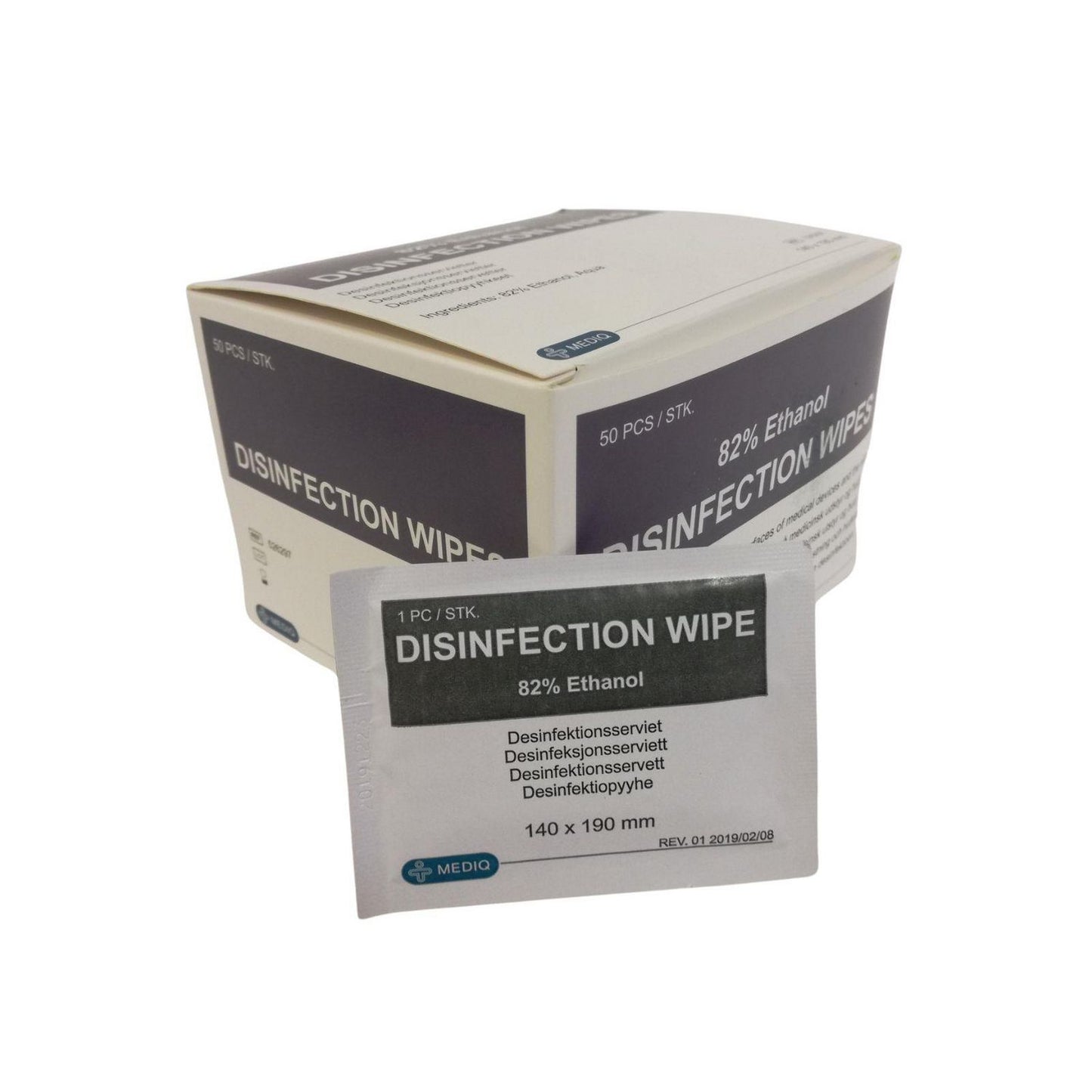 Hånddesinfektion Serviet Mediq Desinfection Wipe 82% ethanol u/Parfume Enkeltpak,50 stk/bk