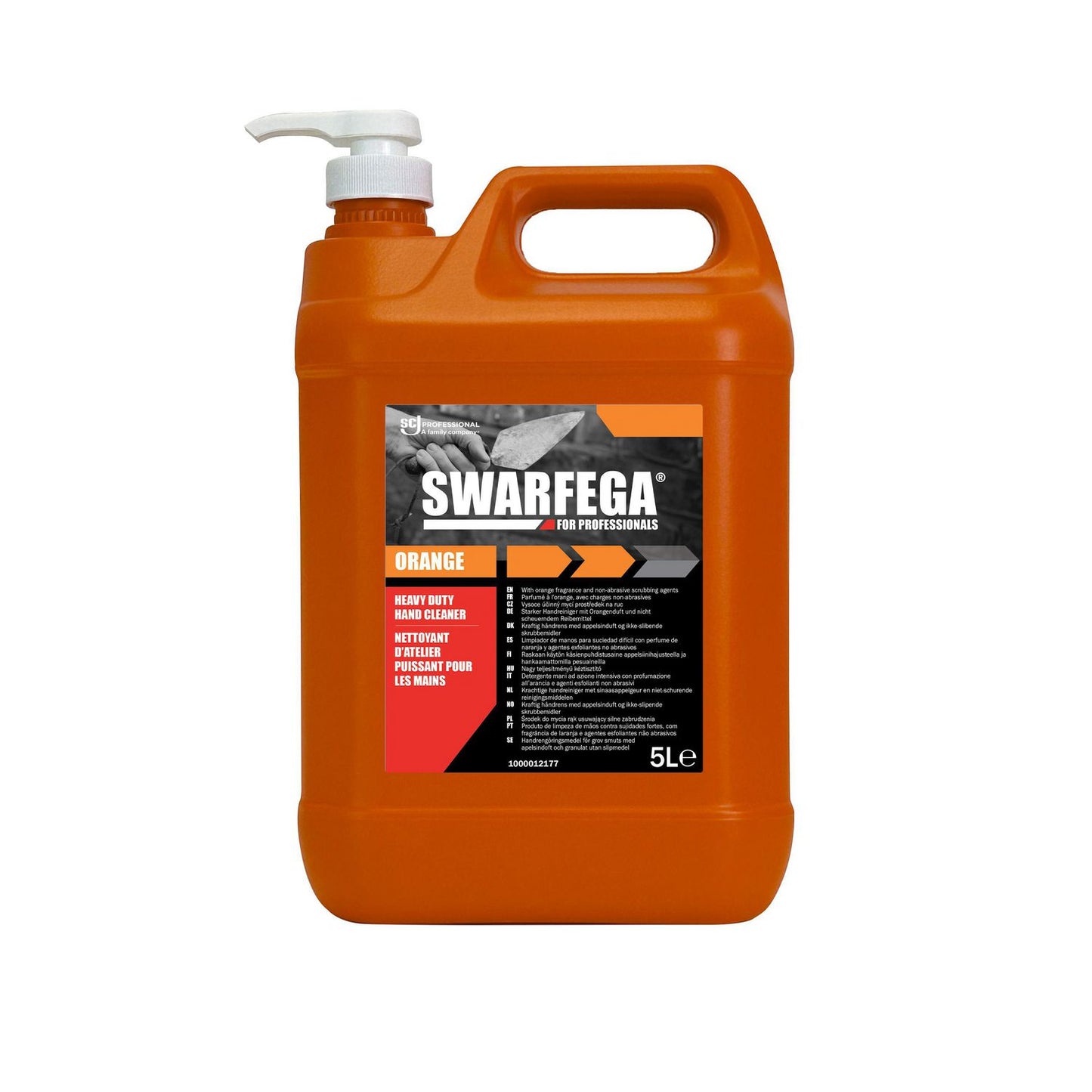 Kraftig håndrens Swarfega Orange 5ltr med Parfume/Pumpe Grøn til olie/fedt/snavs,4 dnk x 5 ltr/krt