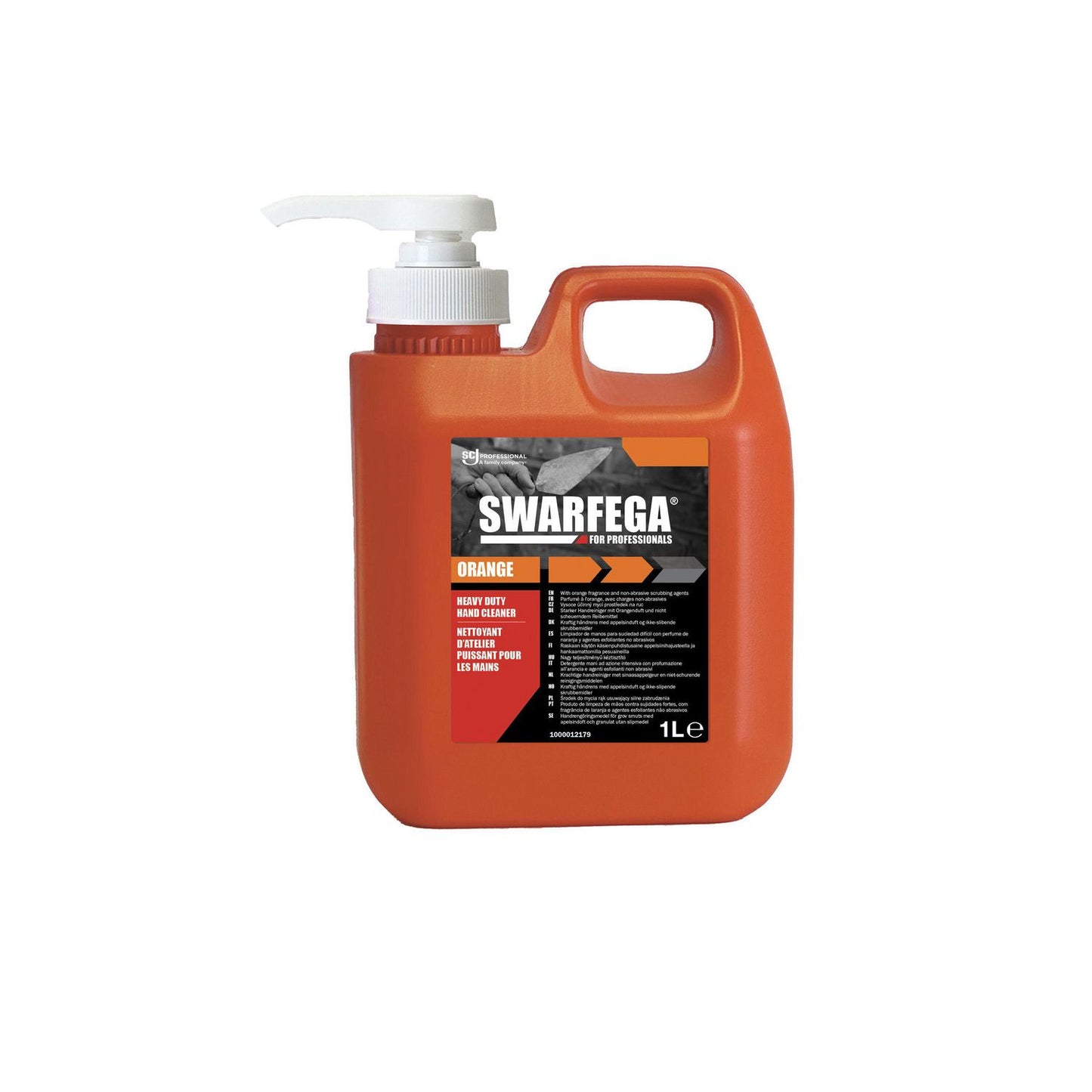 Kraftig håndrens Swarfega Orange 1ltr med Parfume/Pumpe Grøn til olie/fedt/snavs,6 dnk x 1 ltr/krt
