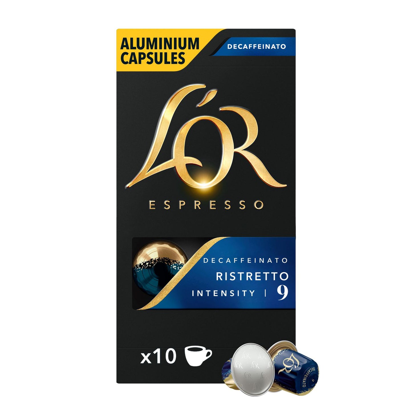 Kaffekapsel L'OR Lungo Ristretto Decaf 10 kaps/pk Styrke 9,10 pk x 10 stk/krt