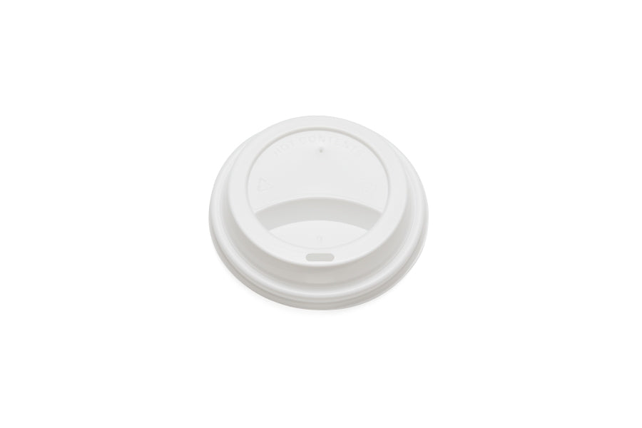 Drikkelåg PP Plast Ø80xH20mm Til Kaffebæger Hvid,10 ps x 100 stk/krt