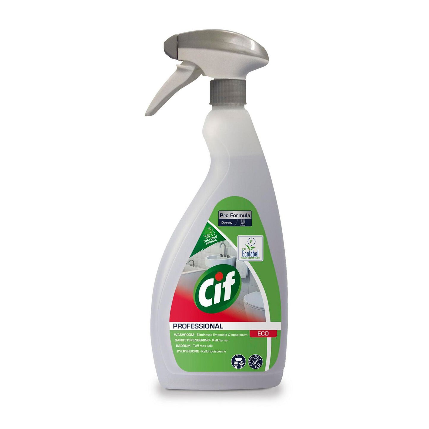 Sanitetsrengøring Surt Cif Professional Eco Washroom 750ml Ecolabel uden Parfume,6 fl x 750 ml/krt