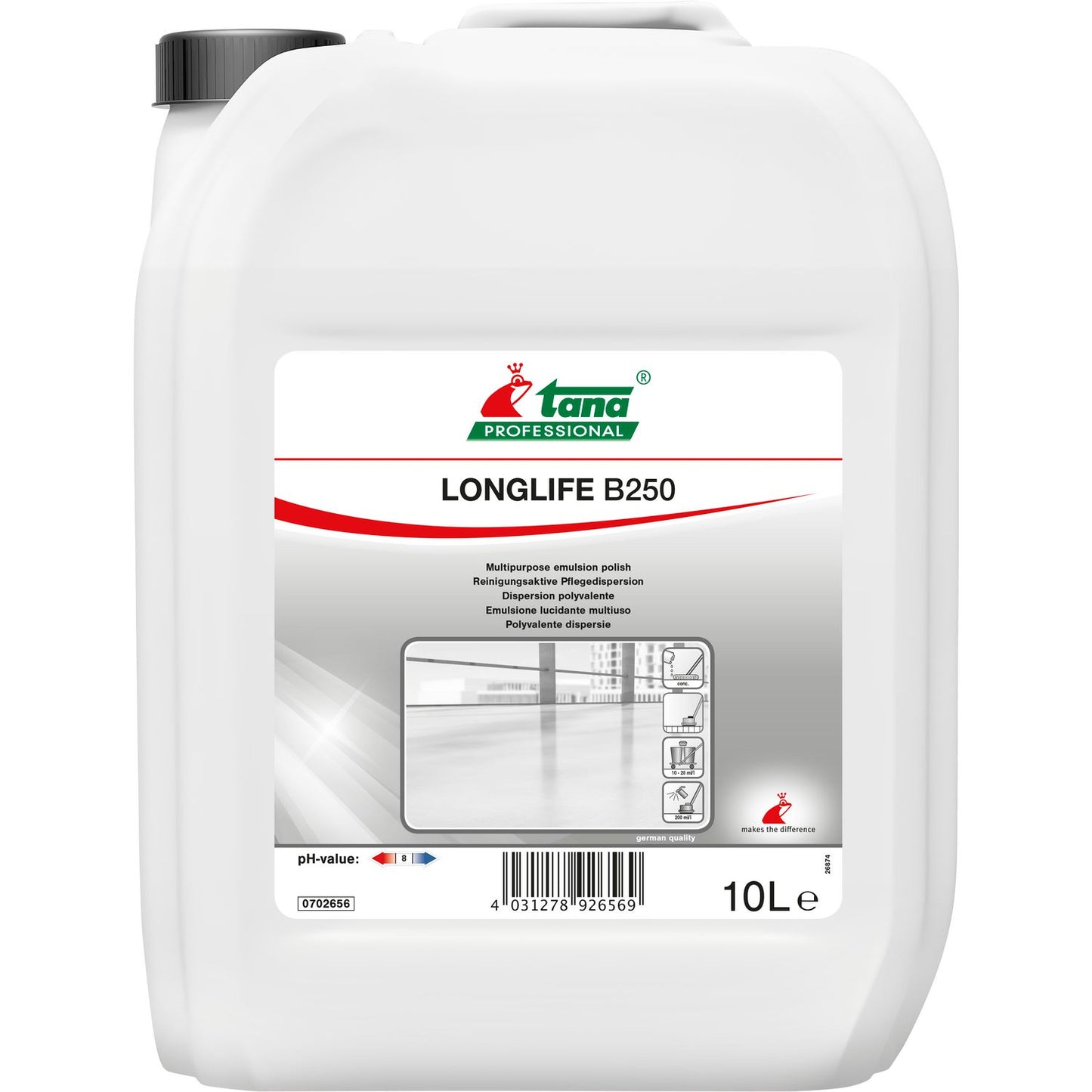 Vaskepleje Vaskepolish TANA LongLife B250 uden Voks 10 ltr,10 ltr/dnk