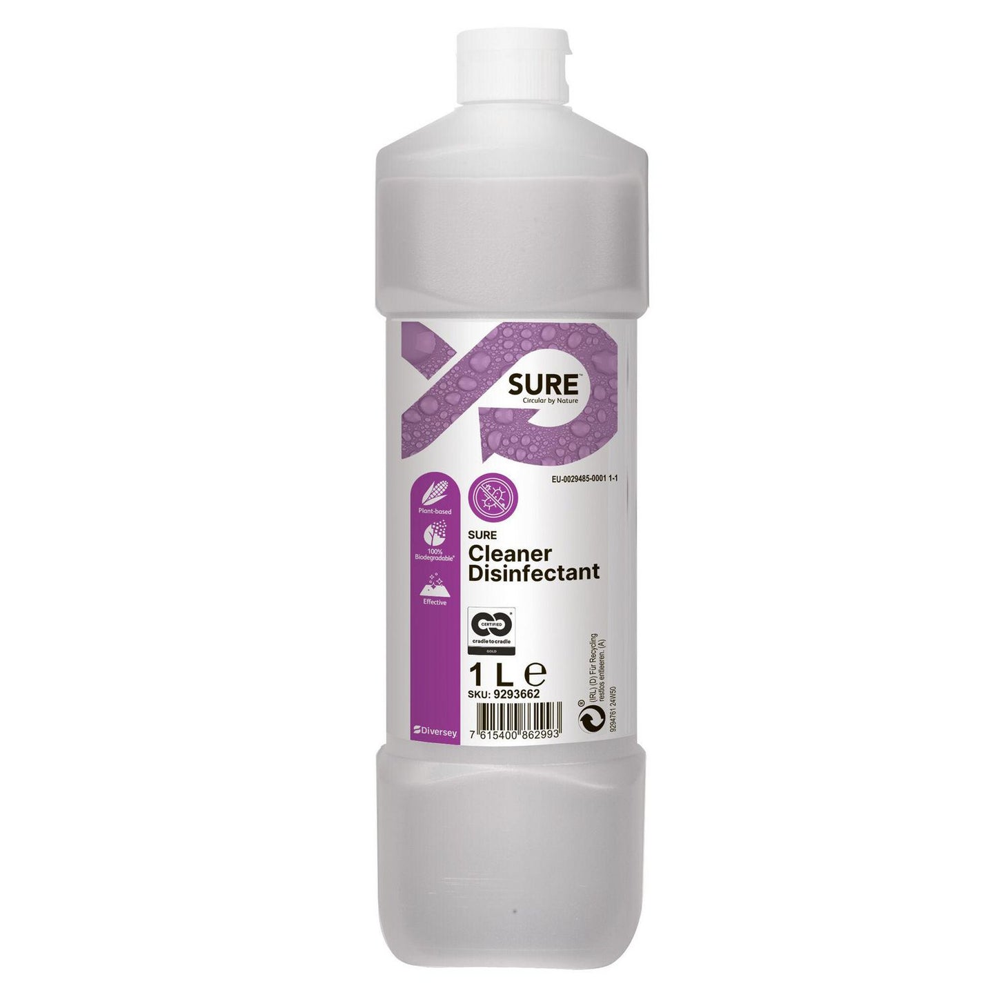 Rengøring/Desinfektion Sure Cleaner Desinfectant 1ltr uden Farve/Parfume Gul,1 ltr/fl