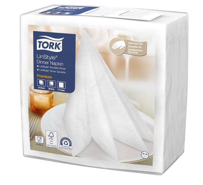 Serviet Tork Linstyle 39x39cm 1/4-fold Hvid,14 pk x 50 stk/krt