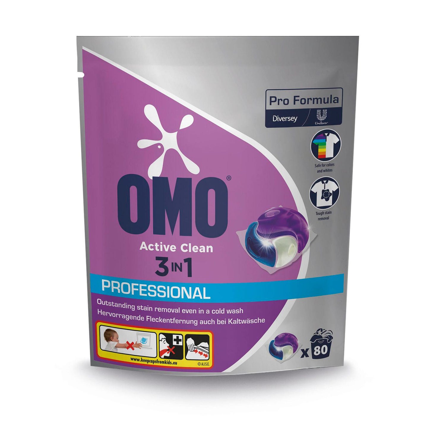 Tøjvask Kapsler Omo Pro Formula Active Clean 3in1 80stk m Parfume t farvet/hvidt,4 pk x 80 stk x 80 stk/krt