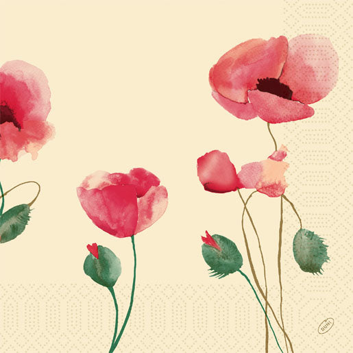 Serviet Duni 40x40cm 3-lags Poppy Charm,250 stk/pk