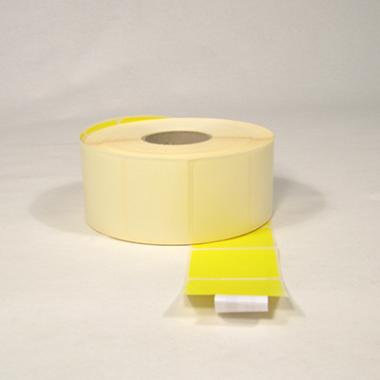 Etiket 46x36mm Neutral DT med Tyveristans Gul Permanent lim til påtryk,2000 stk/rl