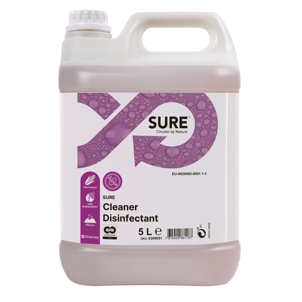 Rengøring/Desinfektion SURE Cleaner Desinfectant 5ltr C2C uden Farve/Parfume,2 dnk x 5 ltr/krt