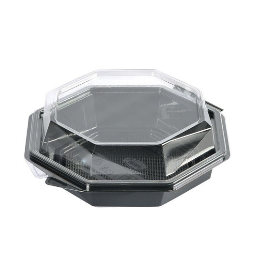 Multiboks Octaview 1-rum 417ml 160x160x60mm med Låg APET Grå/Klar,420 stk/krt