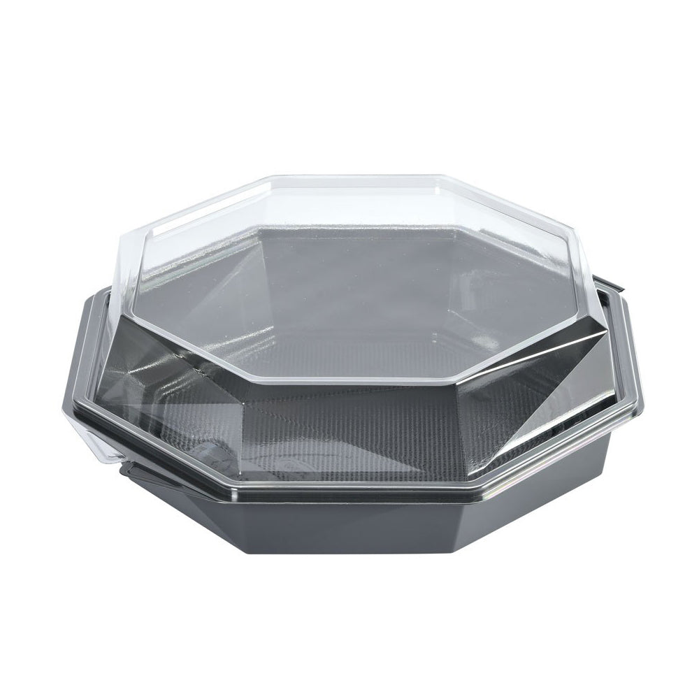 Multiboks Octaview 1-rum 1292ml 230x230x80mm med Låg APET Grå/Klar,180 stk/krt