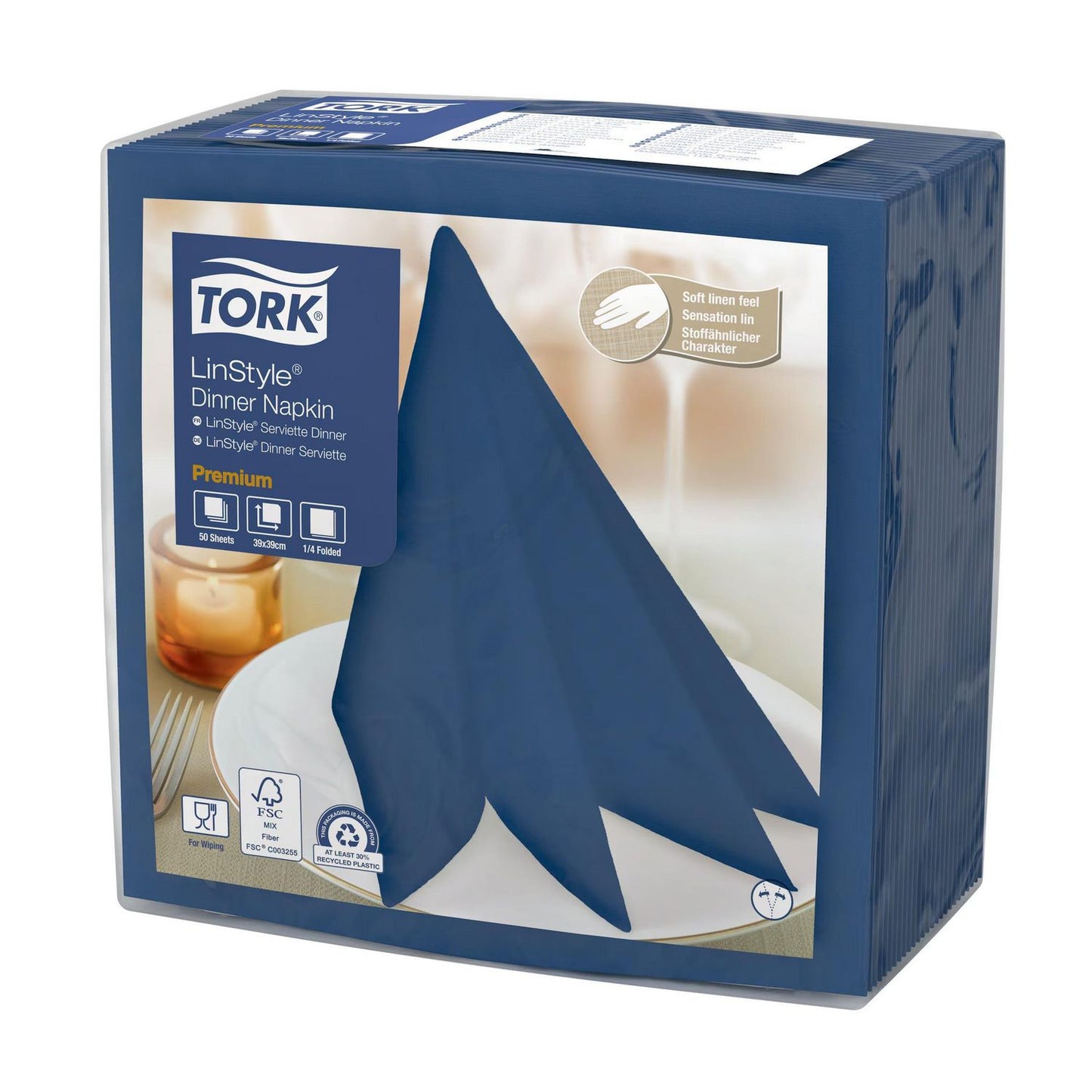 Serviet Tork Linstyle 39x39cm Midnight Blue,14 pk x 50 stk/krt