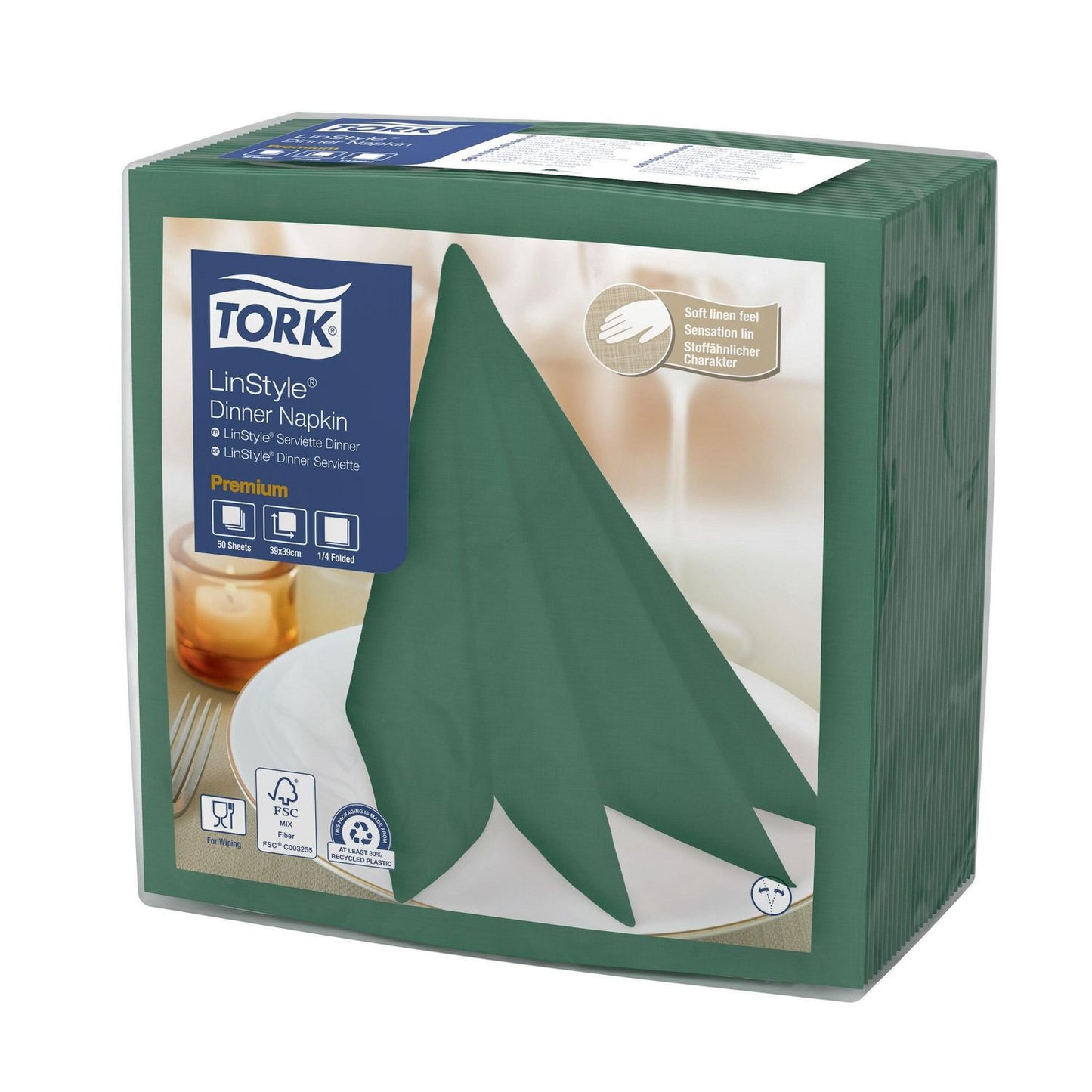 Serviet Tork Linstyle 39x39cm Mountain Pine Green,14 pk x 50 stk/krt