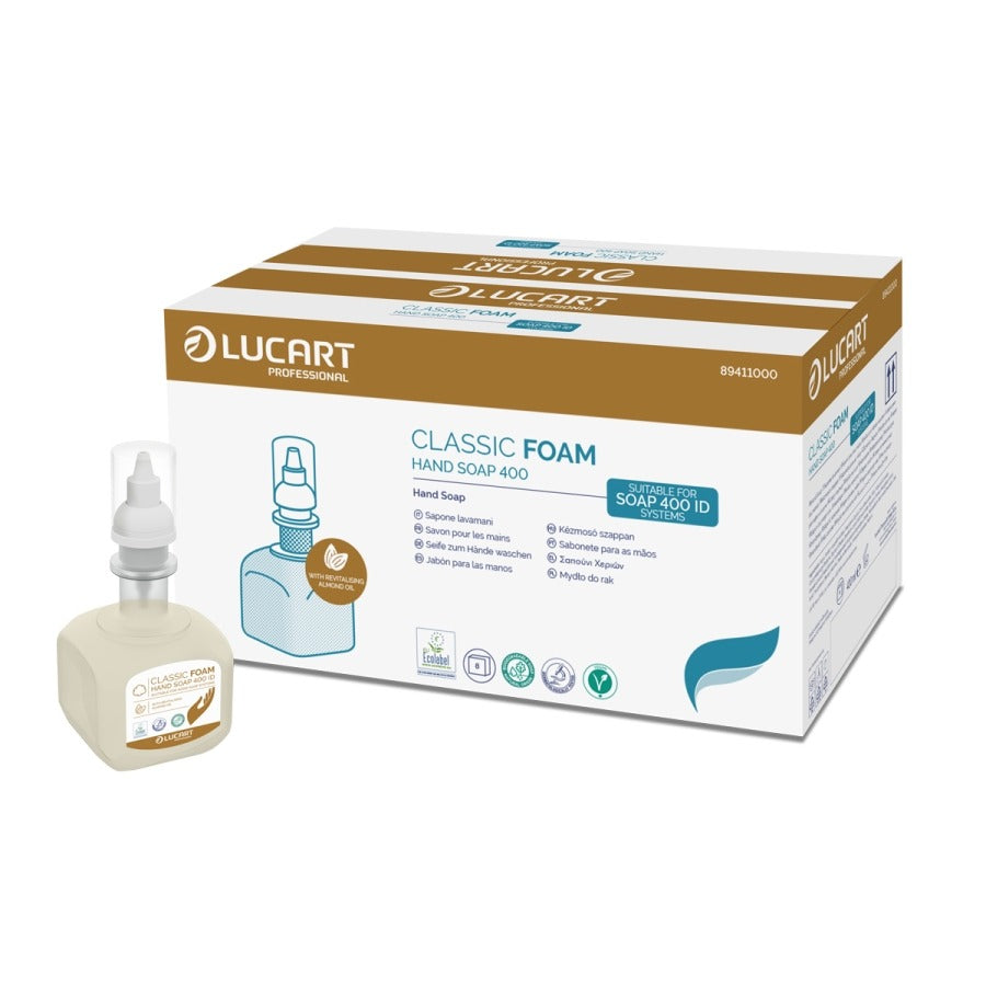 Skumsæbe Lucart Classic Foam 400ml Ecolabel med Mandelolie,8 stk x 400 ml/krt