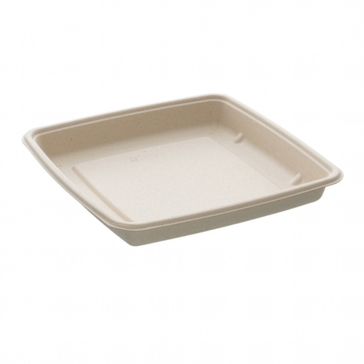 Skål firkantet  230x230x30 mm 1000 ml bagasse U/PFAS Natur,4 ps x 75 stk/krt
