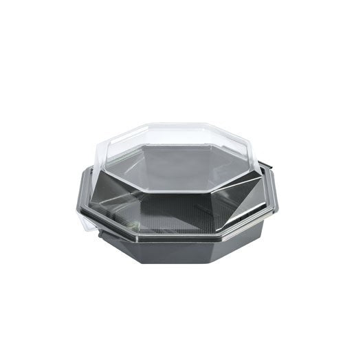 Multiboks Octaview 1-rum 190x190x80 mm med Låg rPET Grå/Klar,280 stk/krt