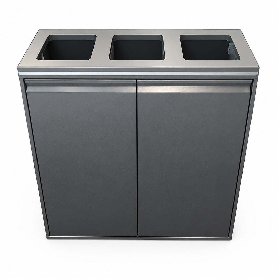Affaldsbeholder 3x80ltr Åbent Låg Grå,stk