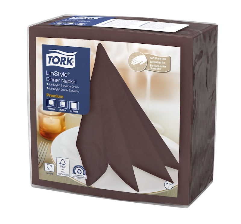 Serviet Tork Premium LinStyle 39x39cm 1/4-fold Biscuit Brun,14 pk x 50 stk/krt