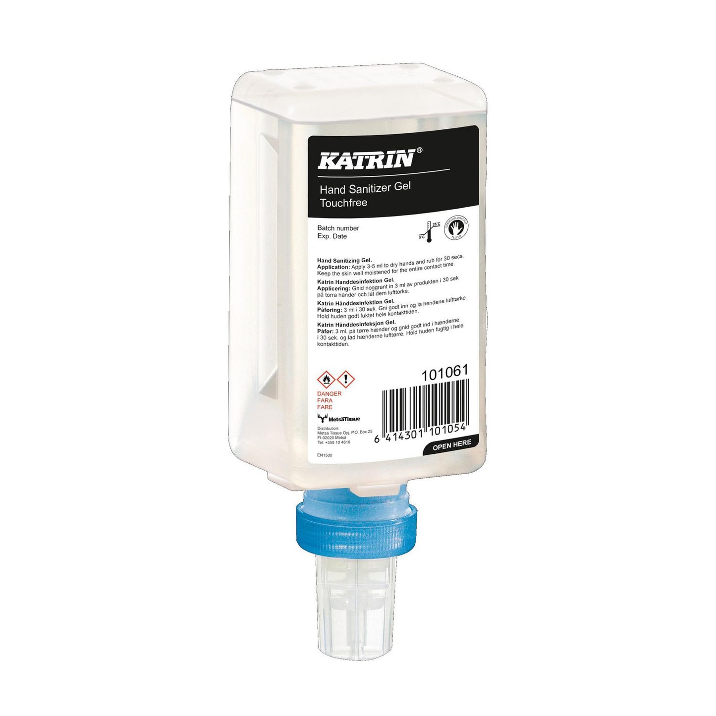 Katrin Hand Sanitizer Gel Touchfree 500ml Uden Parfume – 12 stk