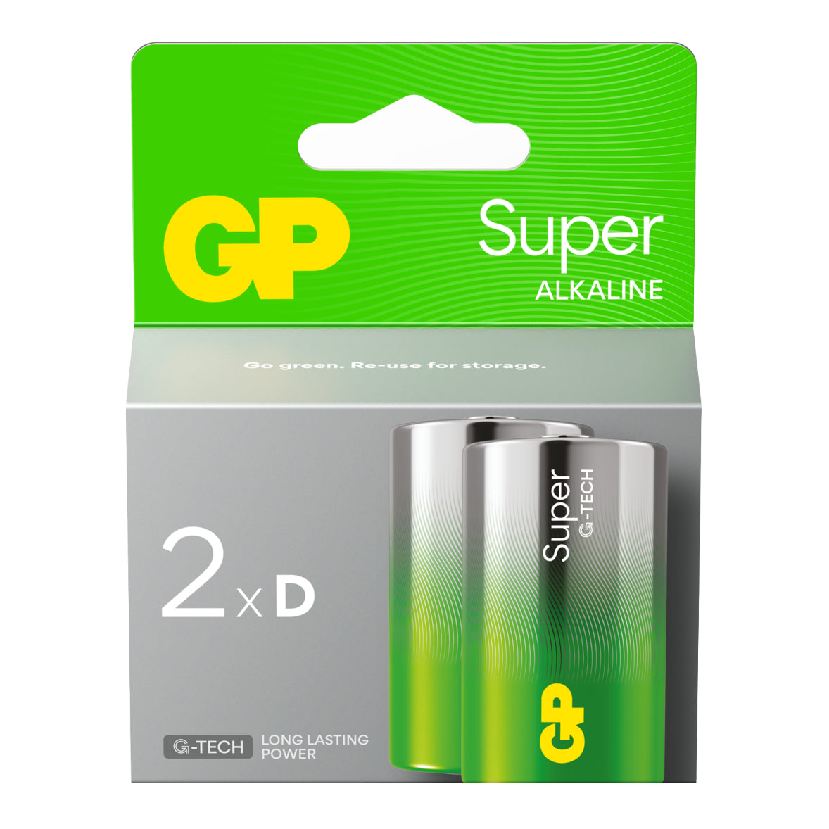 Batteri GP Super Alkaline D 2-pak,2 stk/pk