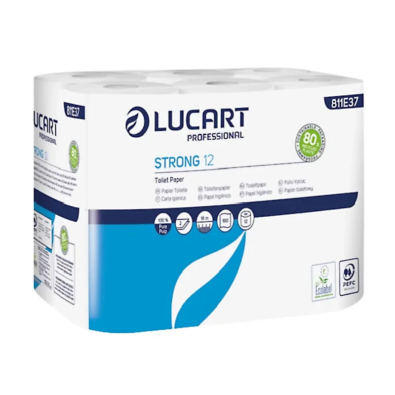 Toiletpapir L18m 2-lag Nyfiber Hvid,8 pk x 12 rl/krt