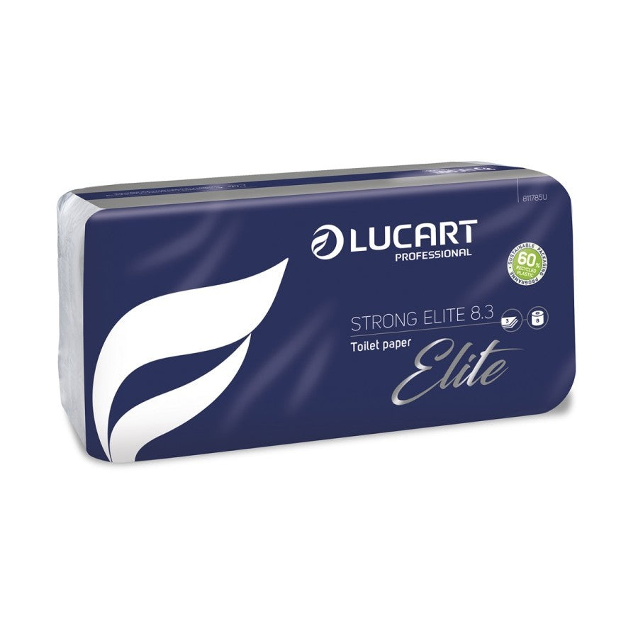 Toiletpapir Lucart Strong ELITE L30mxB12xH9.5cm 3-lag Nyfiber Hvid,9 pk x 8 rl/krt