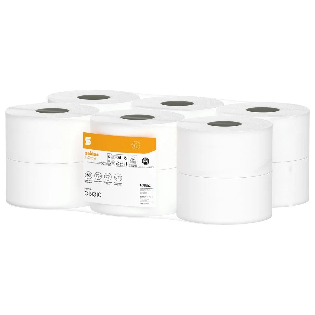 Toiletpapir Satino Comfort Jumbo Mini 2-lag Ø18cm 180 m Hvid,12 rl/krt