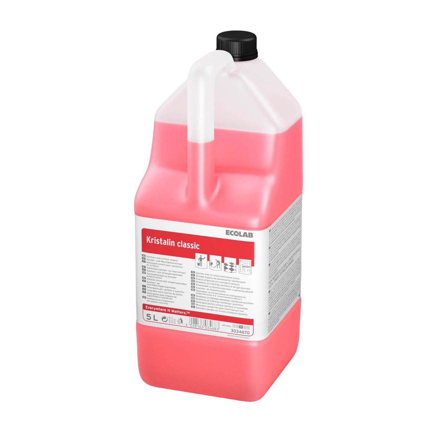 Sanitetsrengøring Kristalin Classic Alkalisk med Farve/Parfume 5 ltr Rød,2 dnk x 5 ltr/krt