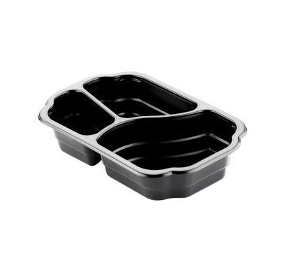 Bakke 3-rum Take Away 1/4 GN 250x159x48 mm MIN PP Sort,246 stk/krt