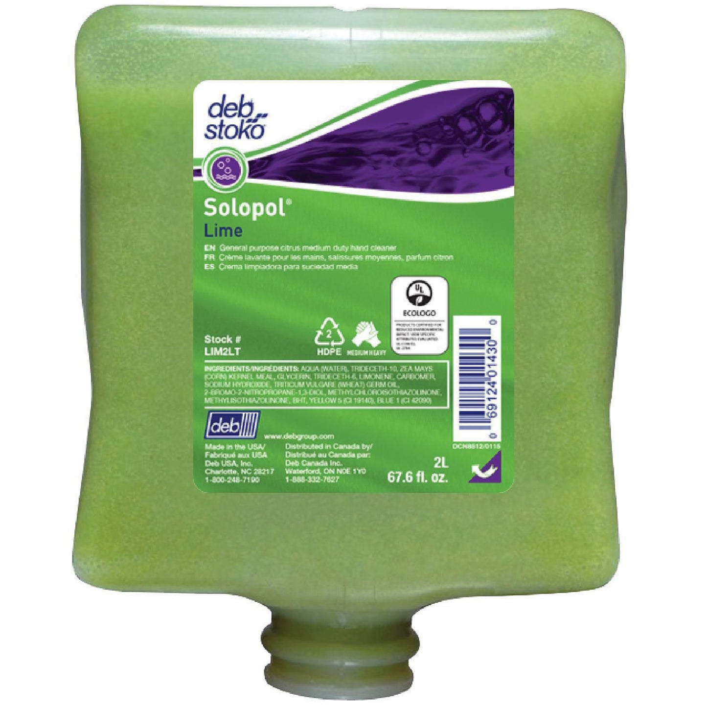 Håndrens Solopol Lime med parfume til Cleanse Heavy 2000 dispensere 2 ltr Grøn,2 Ltr/fl