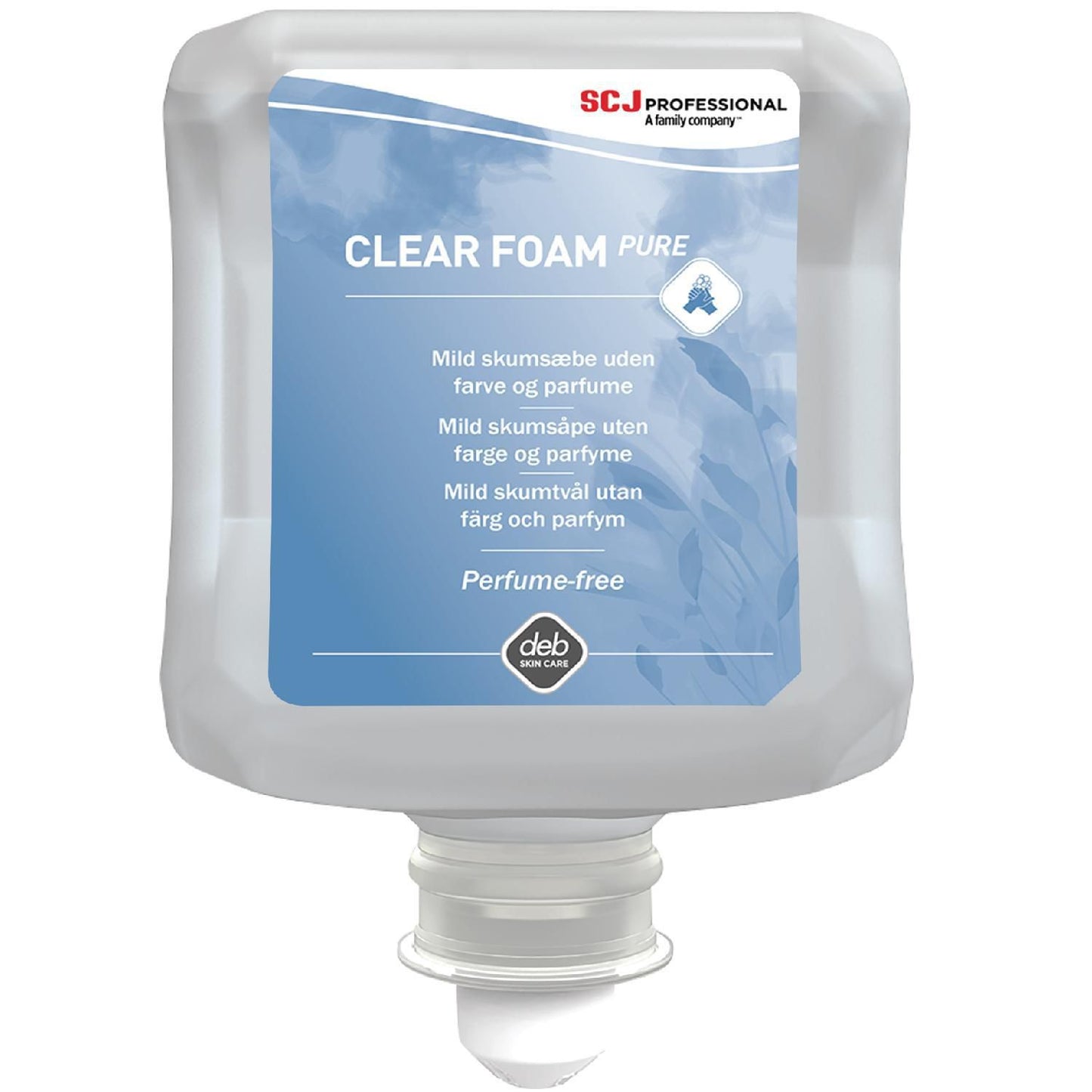 Skumsæbe Clear FOAM Pure Ecolabel uden Farve/Parfume til dispenser 1 ltr,1 Ltr/fl