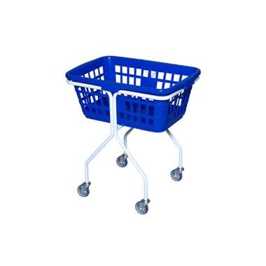 Vaskerivogn Firkantet Komplet Hvidt stel med Blå kurv,stk