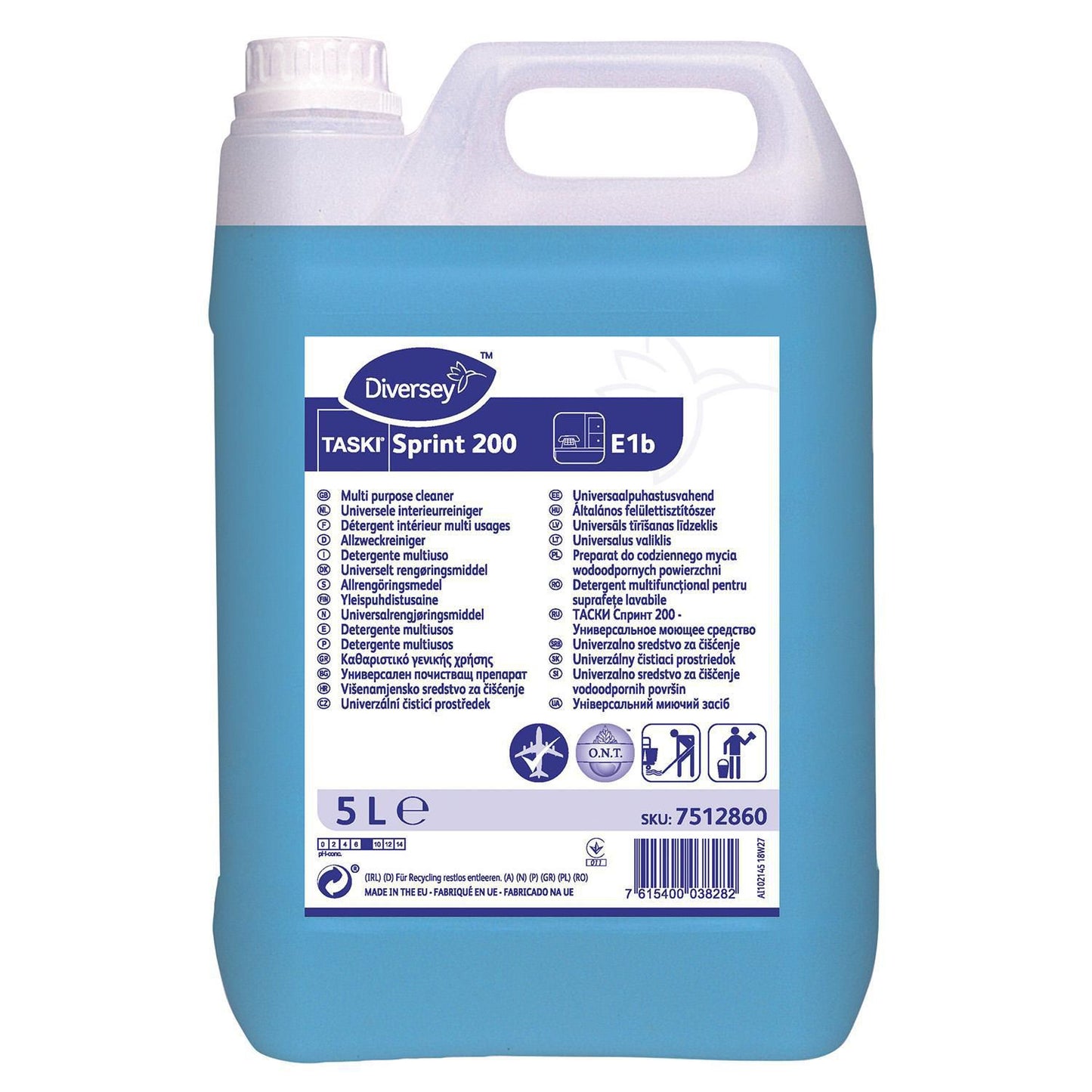 Universalrengøring Sprint 200 E1b med Farve/Parfume 5 ltr Blå,5 Ltr/dnk