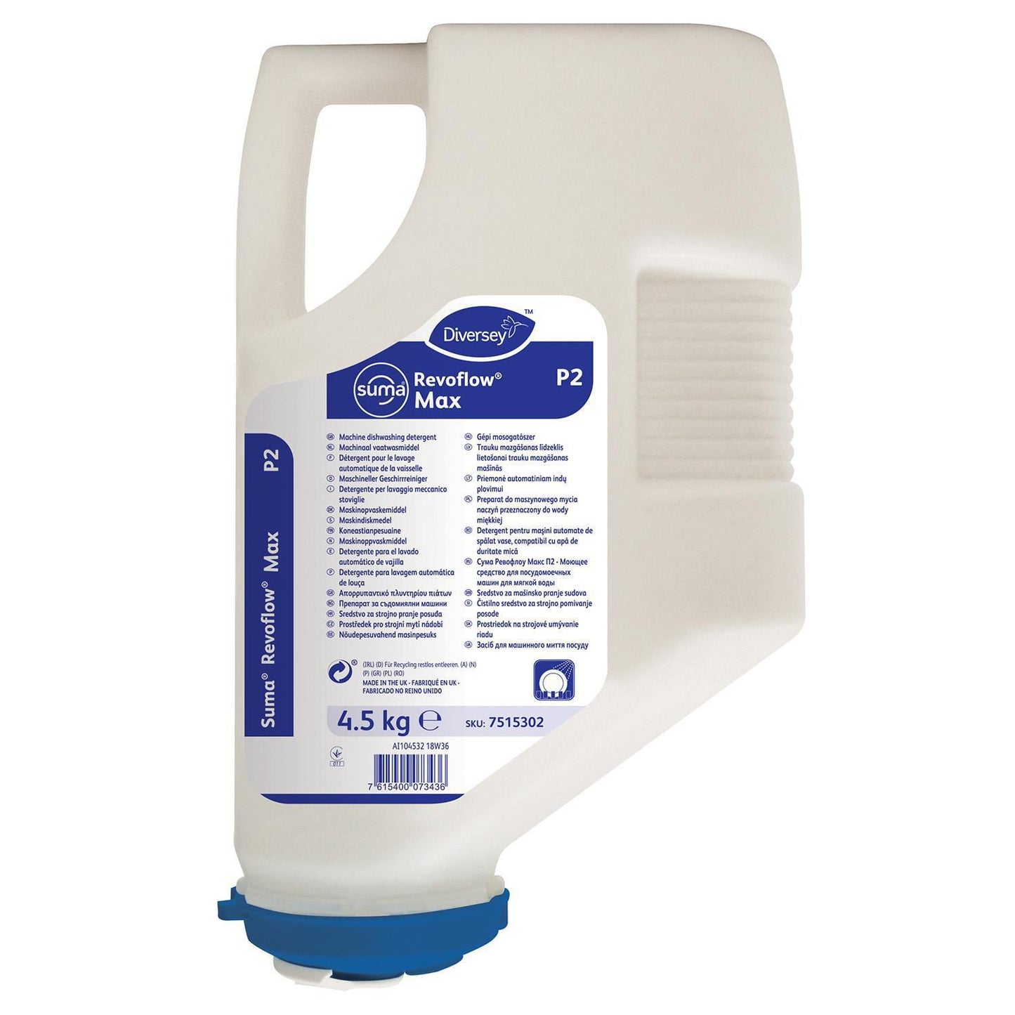 Maskinopvask Anlæg Pulver Suma RevoFlow Max P2 4.5kg uden Klor Blødt,3 fl x 4,5 kg/krt