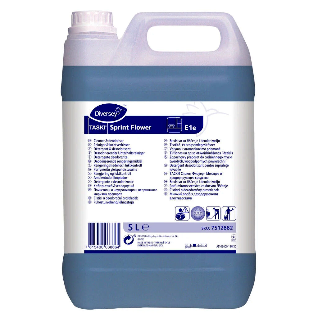Universalrengøring Sprint Flower E1e med Farve/Parfume 5 ltr Blå,2 dnk x 5 ltr/krt