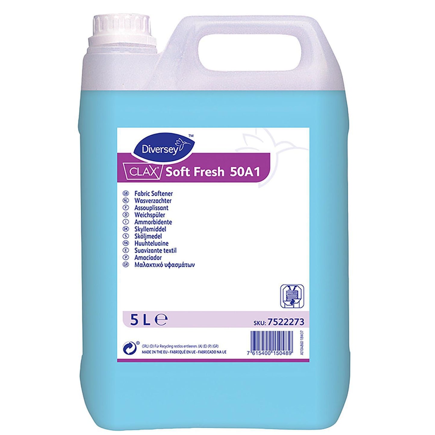 Tøjvask Skyllemiddel Clax Soft Fresh 50A1 med Farve/Parfume 5 ltr Blå,5 Ltr/dnk