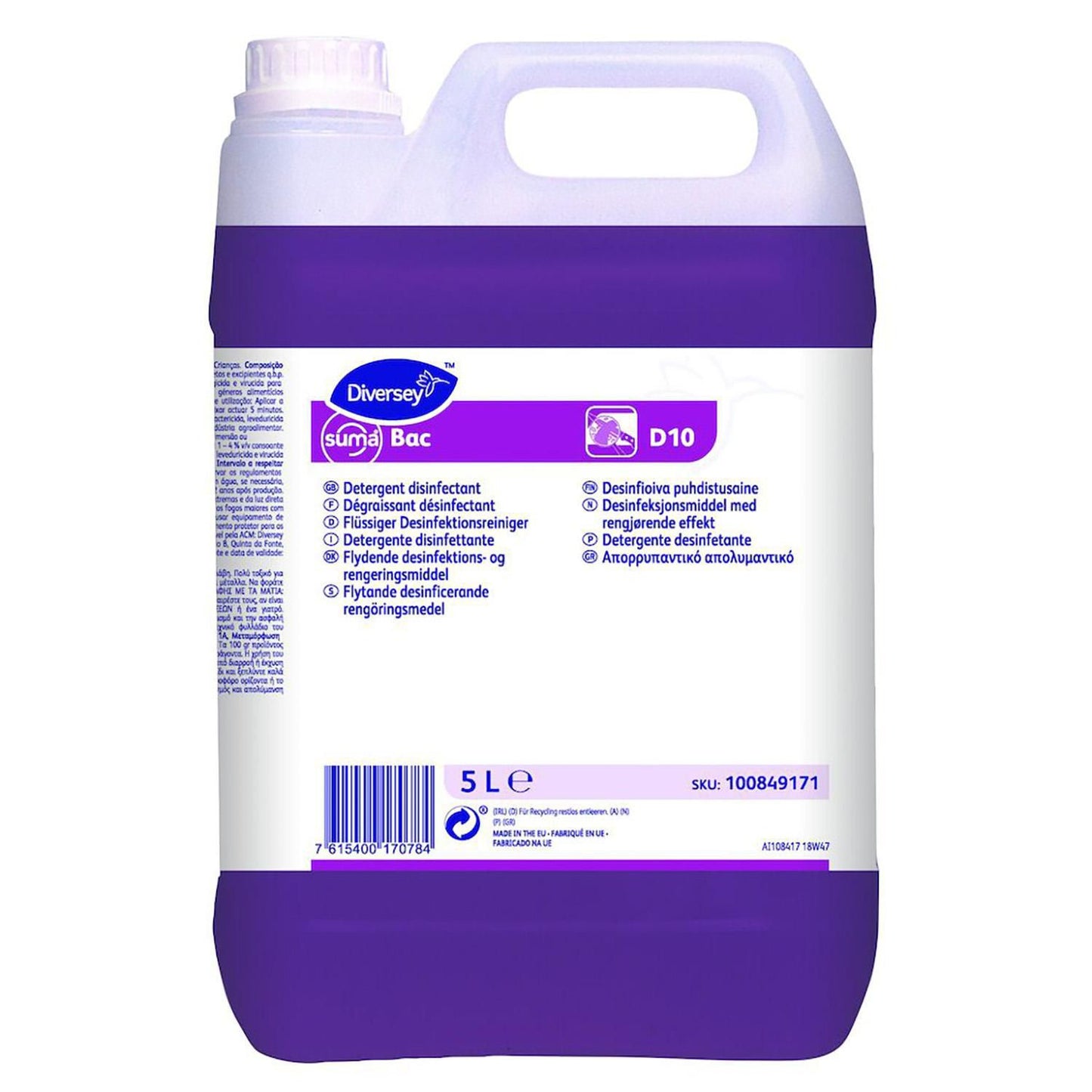 Desinfektion Suma Bac Conc D10 Kvartenær ammoniumklorid 5ltr til overflader,2 dnk x 5 ltr/krt