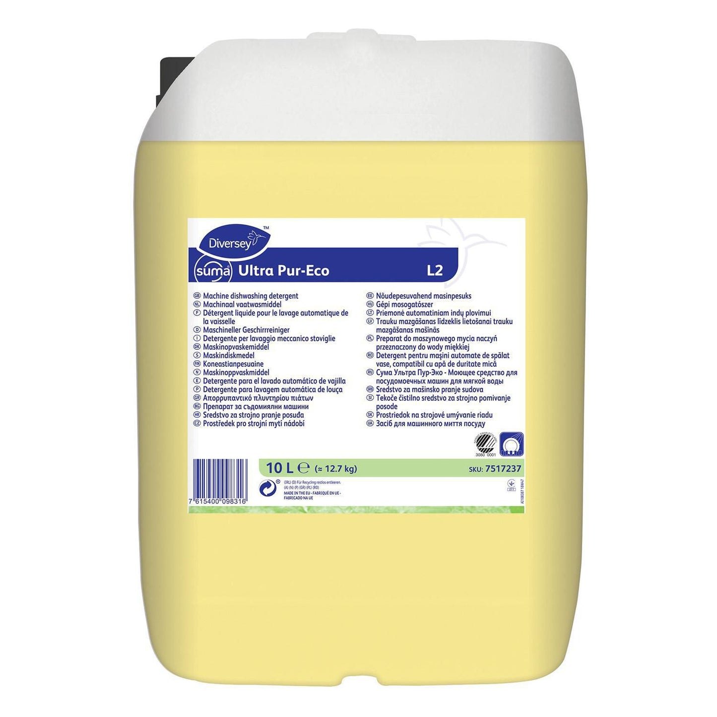 Maskinopvask Anlæg Flydende Suma Ultra Pur-Eco L2 10ltr Svanemærket uden Klor,10 Ltr/dnk