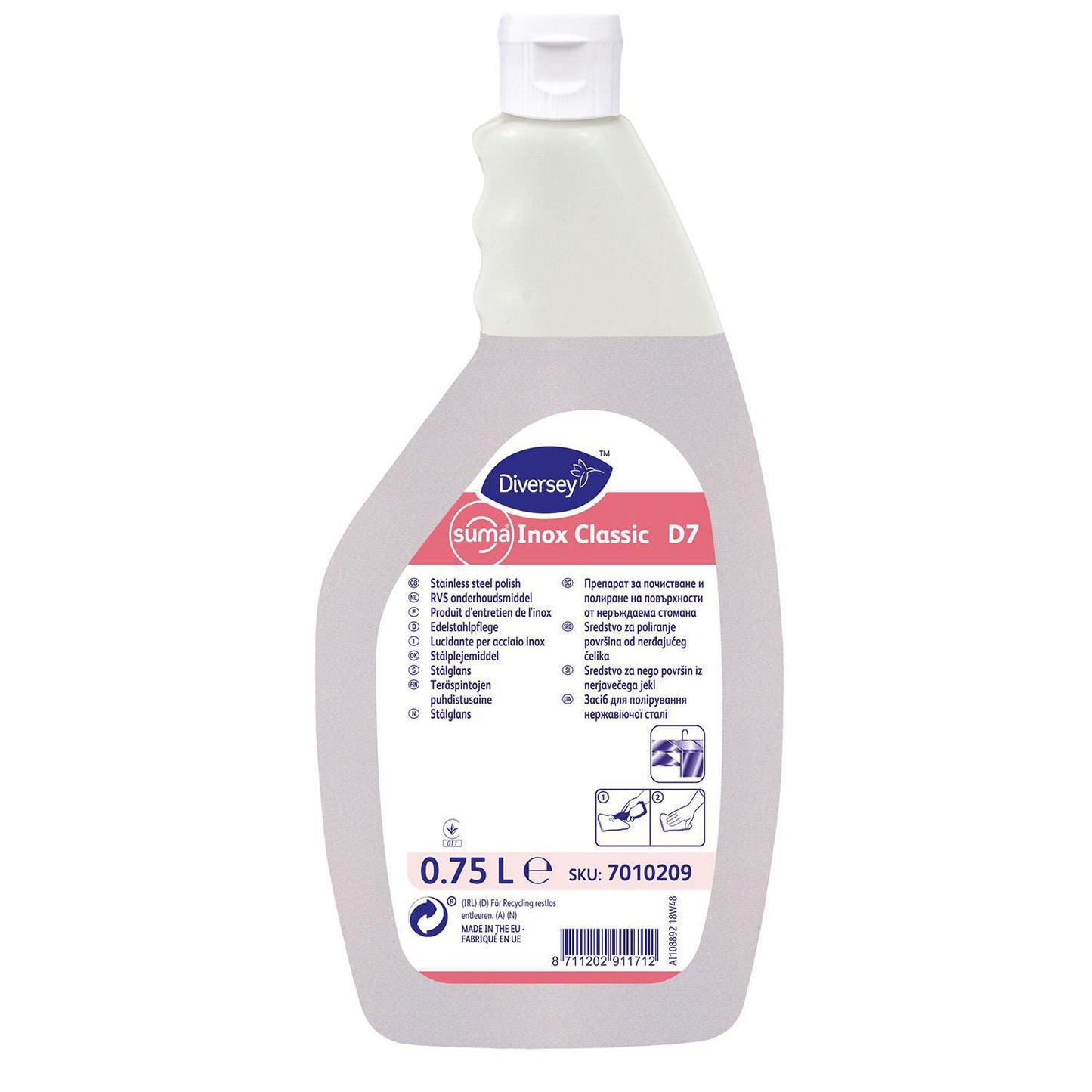 Stålpleje Suma Inox Classic D7 750ml med Ekstra olie uden Spray t. rustfrit stål,750 ml/fl
