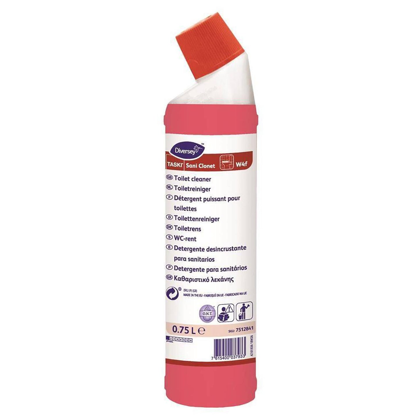 Toiletrens Flydende Taski Sani Clonet W4f 750ml med Farve/Parfume Rød Surt,750 ml/fl