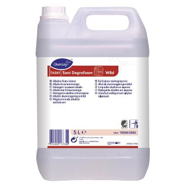 Skumrengøring Sani Degrafoam W8d Alkalisk uden Farve/Parfume 5 ltr,5 ltr/dnk