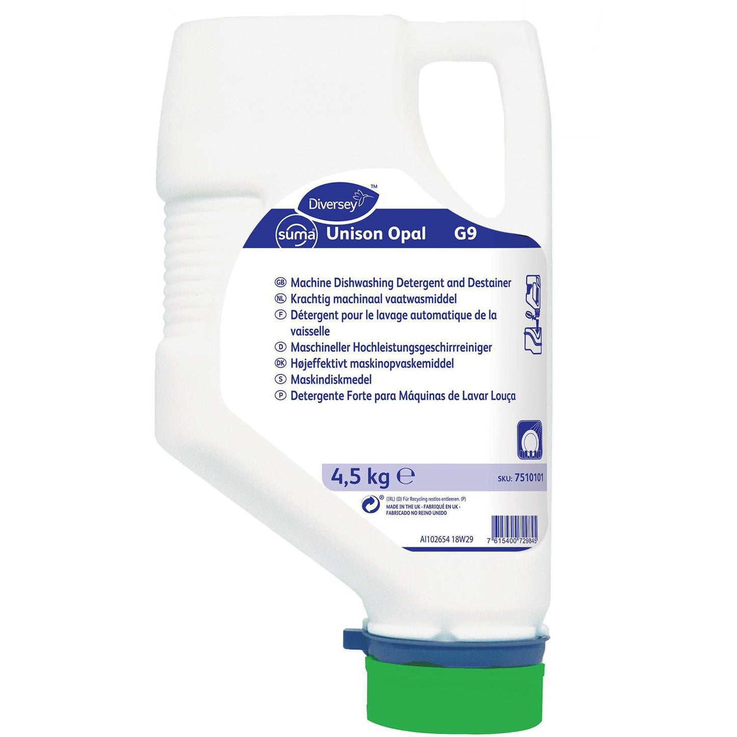 Maskinopvask Anlæg Pulver Suma Unison Opal G9 4.5kg med Klor til alu,4.5 kg/fl