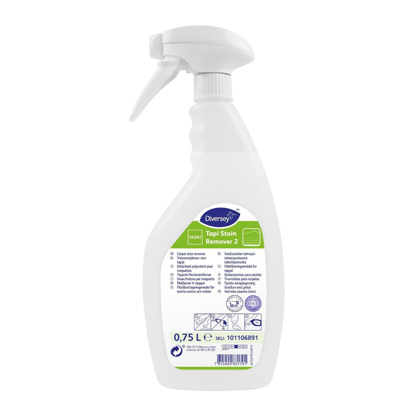 Tæpperens Flydende Taski Tapi Stain Remover 2 750ml med Parfume til kaffe/te,0,75 ltr/fl