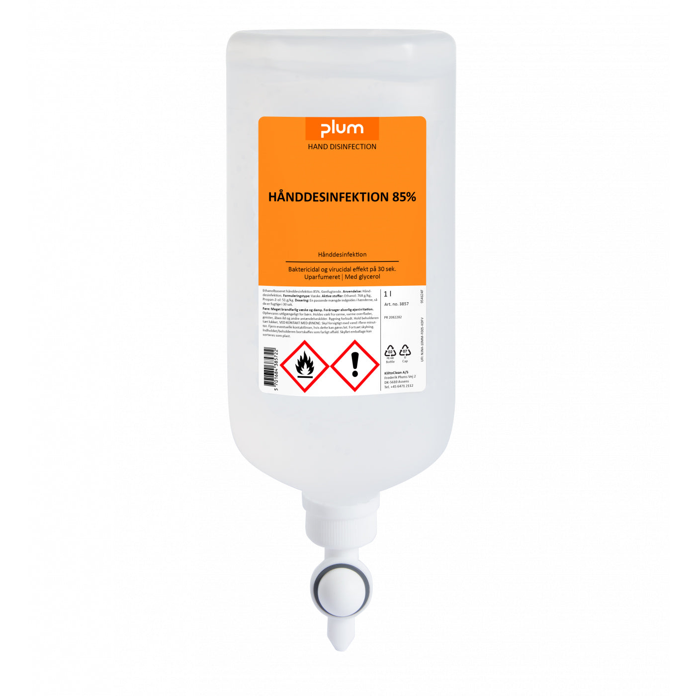 Hånddesinfektion Flydende Plum 85% ethanol 1000ml til CombiPlum tråddispenser,1 ltr/fl