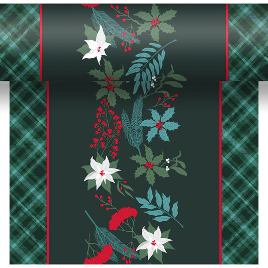 Bordløber, Xmas Garden Tartan, 0,4 m x 4,8 m, perforeret hver 40 cm