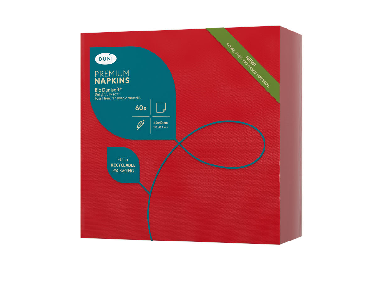 Middagsserviet, 1/4 Fold, 3-lags, 40x40, Rød, Dunisoft, ( 60 stk )