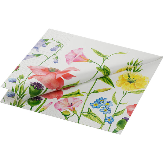 Frokostserviet, 1/4 Fold, 3-lags, 33x33, Duni, Flowy Meadow, ( 50 stk )