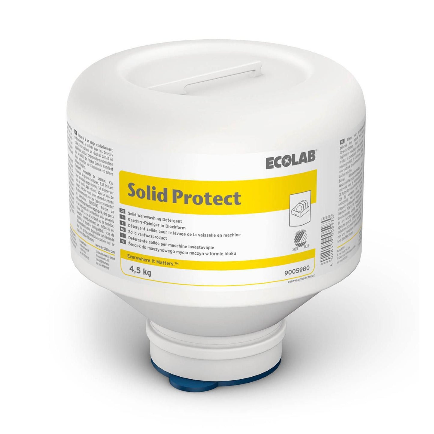 Maskinopvask Anlæg Fast Solid Protect 4.5kg Svanemærket uden Klor Blødt til alu,4 ds x 4.5 kg/krt